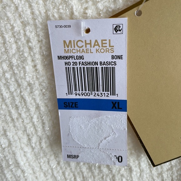 MICHAEL KORS ~ Shimmery Puff-Sleeve Sweater ~ White/Bone ~ NWT! - Picture 14 of 14